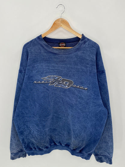 90's Harley Davidson Damaged Made in USA Size XL Vintage Sweat-shirt   / 5918