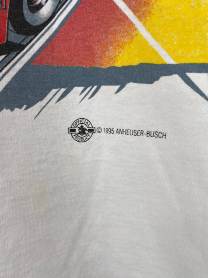 1995 BUD x K SCHRADER  Made in USA Size L Vintage Racing T-shirt / 9656