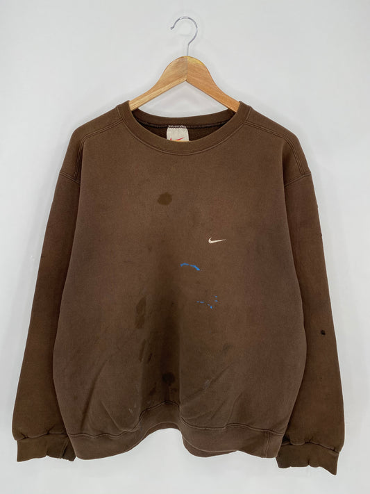 90’s NIKE Faded Mini Swoosh Made in USA Size L Vintage Sweat-shirt  / 7485