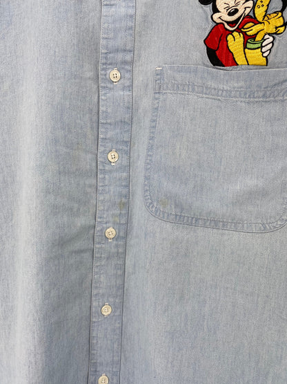 90’s DISNEY MICKEY AND PLUTO Size M Vintage Button Down Long Sleeve Shirt / K6883
