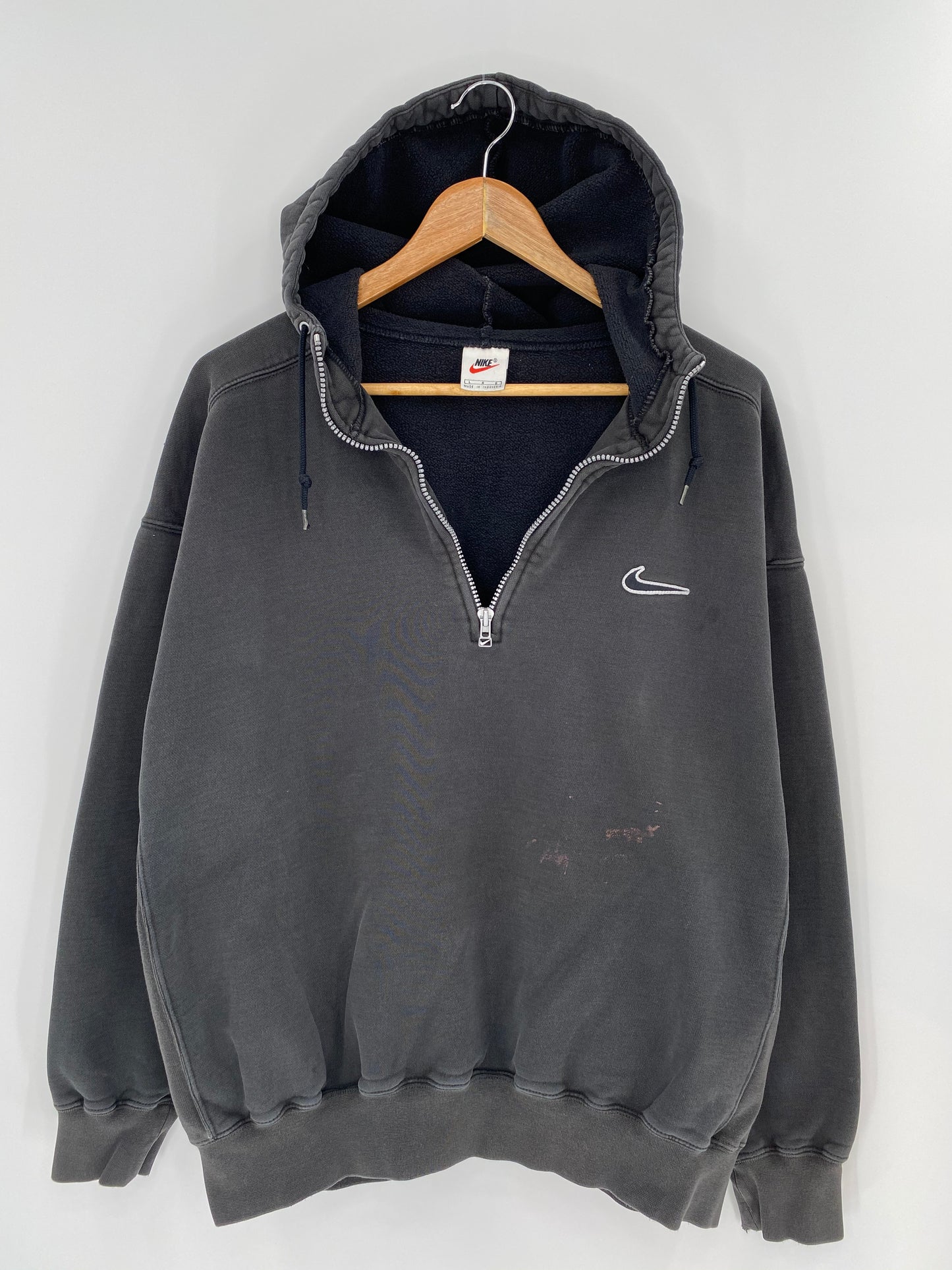 90’s NIKE Mini Swoosh Size L Vintage Half-zip Hoodie Sweat-shirt/ 9221