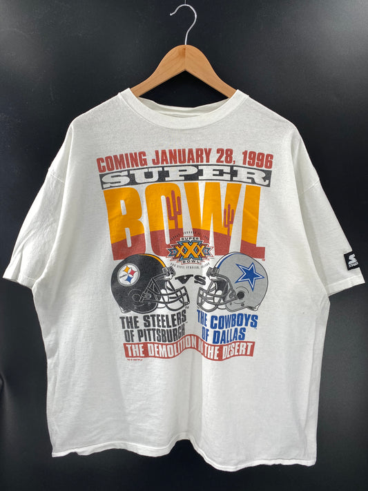 1996' STARTER SUPER BOWL STEELERS x COWBOYS Made in USA Size XXL Vintage T-Shirts / K3662