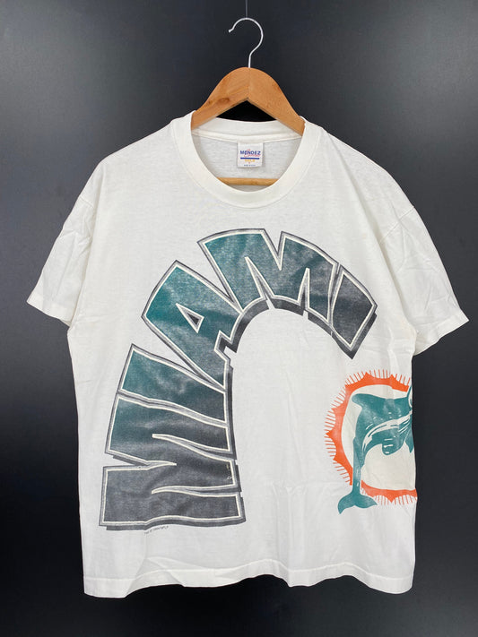 90's MIAMI DOLPHINS Made in USA Size L Vintage NFL T- Shirt / A3585