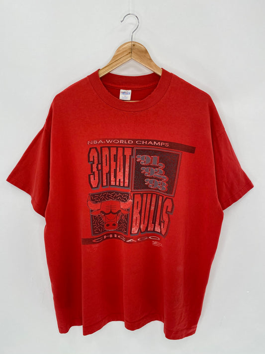 90's CHICAGO BULLS NBA WORLD CHAMPS Size XXL Vintage NBA T-shirt  / 6070