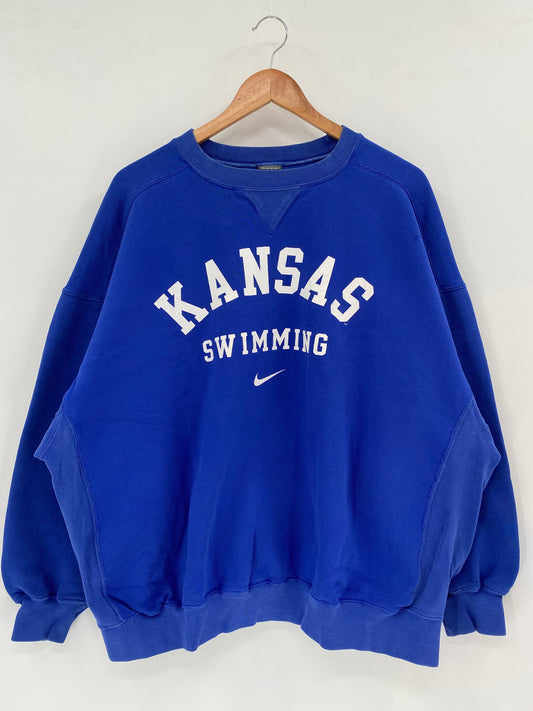 90’s NIKE KANSAS SWIMMING Size XL Vintage College Sweat-shirt / A2989