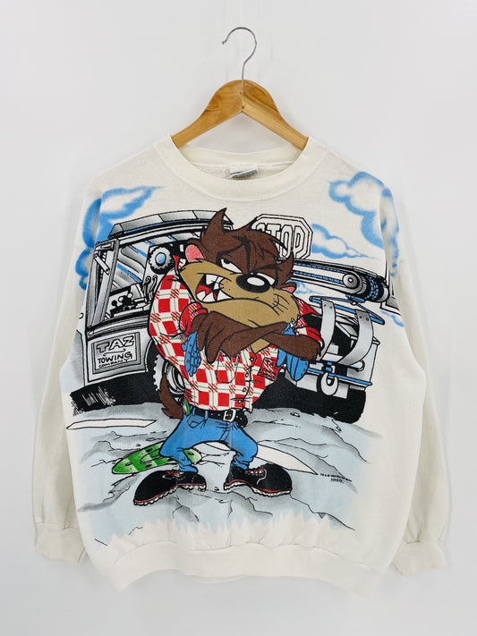 1998' LONNEY TUNES TAZ Made in USA Size L Vintage Sweat-shirt / K5789