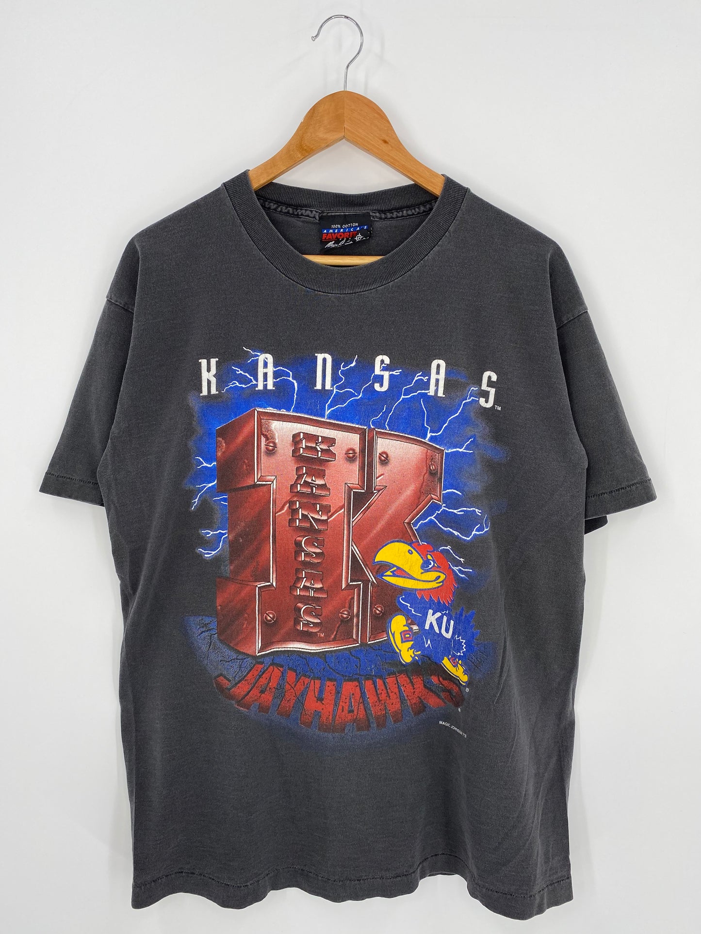 90’s KANSAS JAYHAWKS MADE IN USA Size L Vintage NFL T-shirt / K830