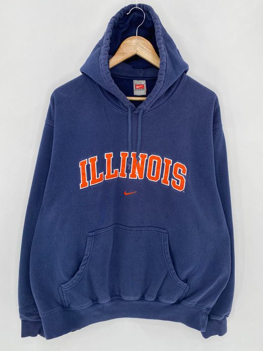 00' NIKE ILLINOIS Size L Vintage Hoodie Sweat-shirt   / 5922