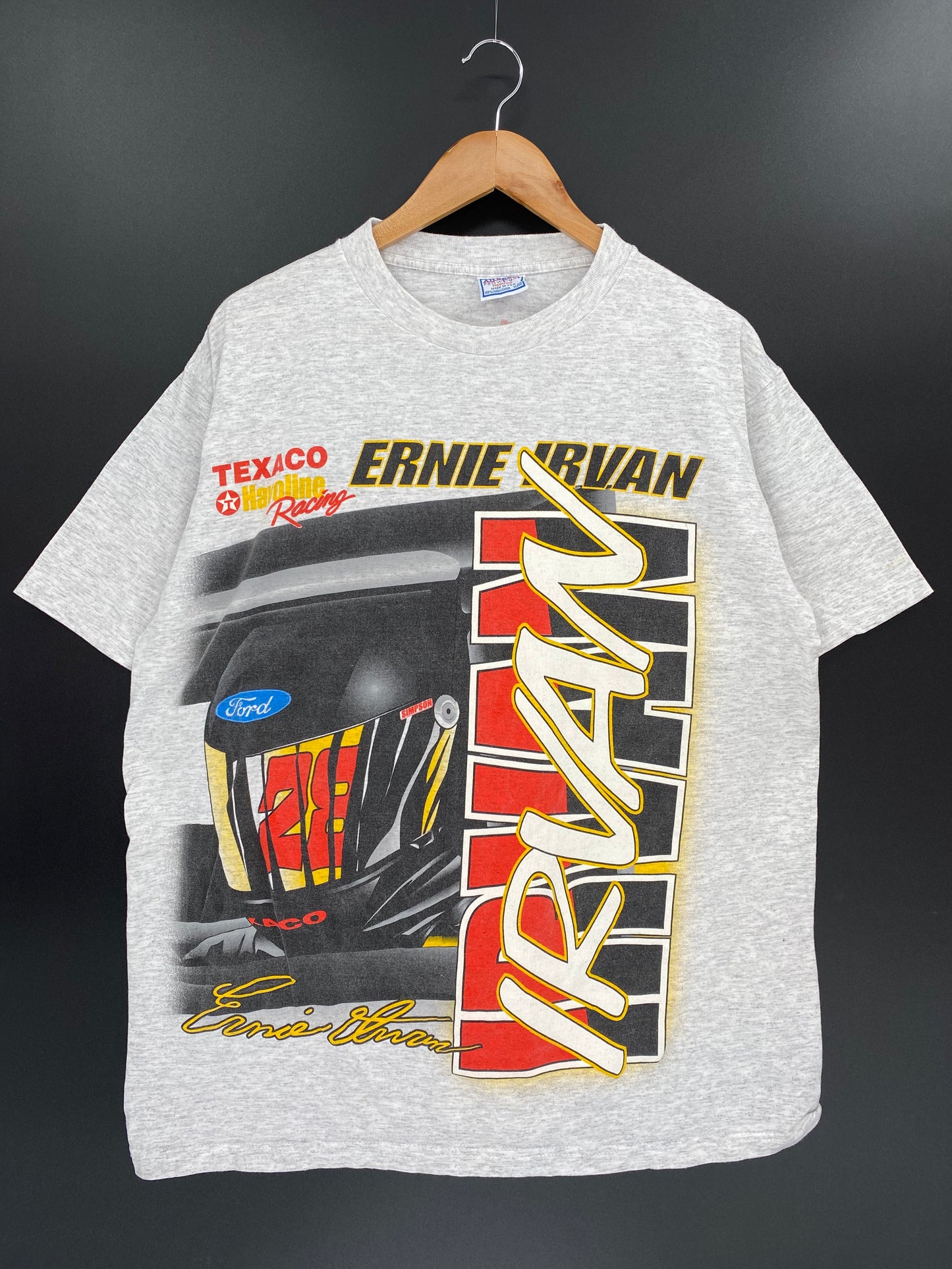 90’s ERNIE IRVAN Made in USA Size XL Vintage Racing T-Shirt / 8147