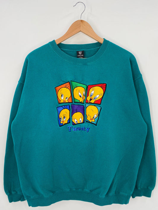 1996 LOONEY TUNES TWEETY Size L Vintage Sweat-shirt / A6293