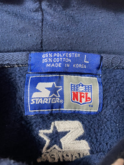 90’s STARTER COWBOYS FOOTBALL Size L Vintage NFL Double Hoodie Sweat shirt / K96