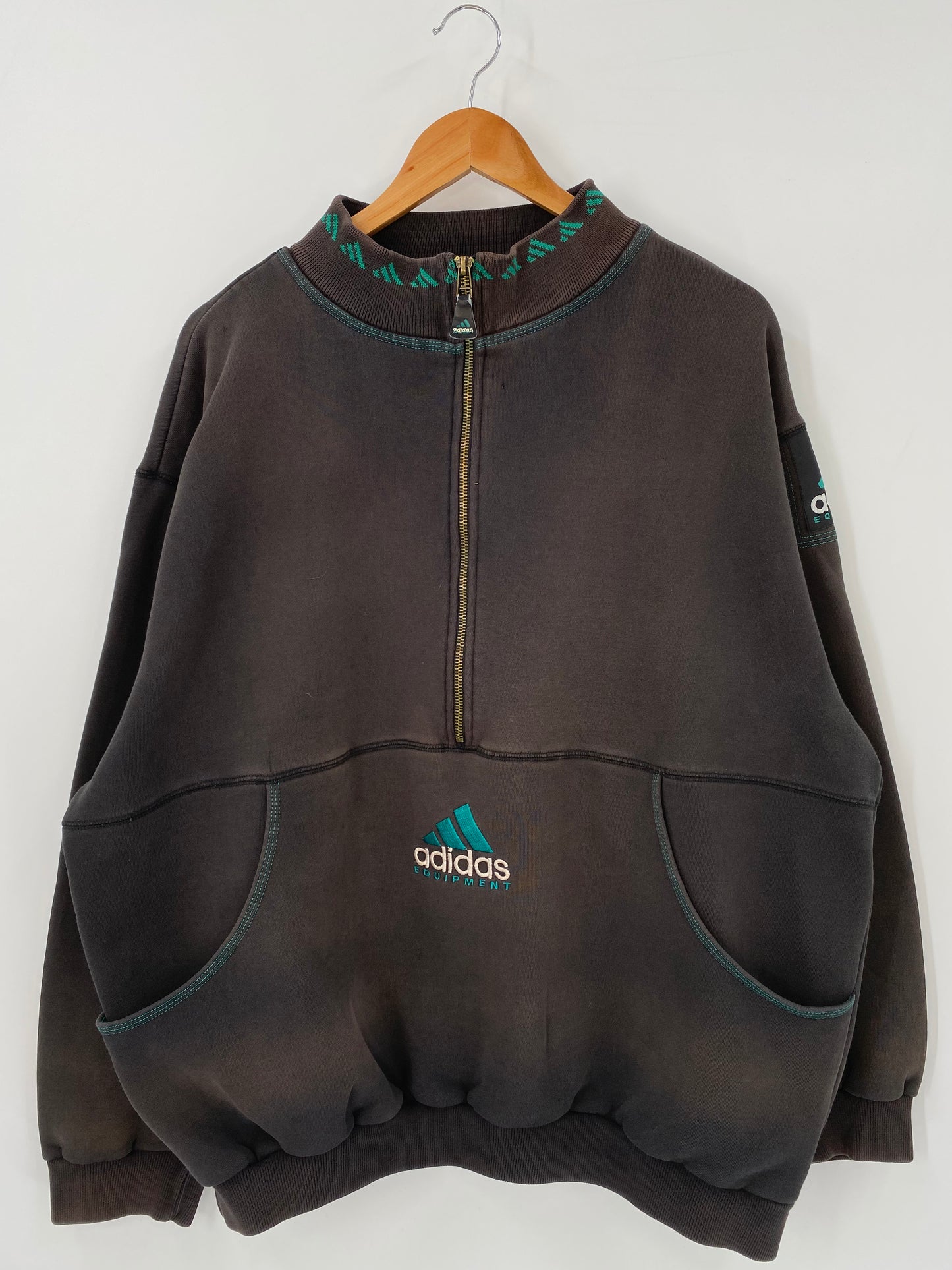 90’s ADIDAS Equipment Size No tag (Approx.XL) Vintage Half-zip Sweat-shirt  / K4125