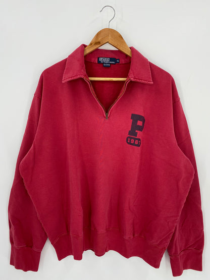 90's POLO RALPH LAUREN Size XL  Half-Zip Vintage Sweat-Shirt / k192