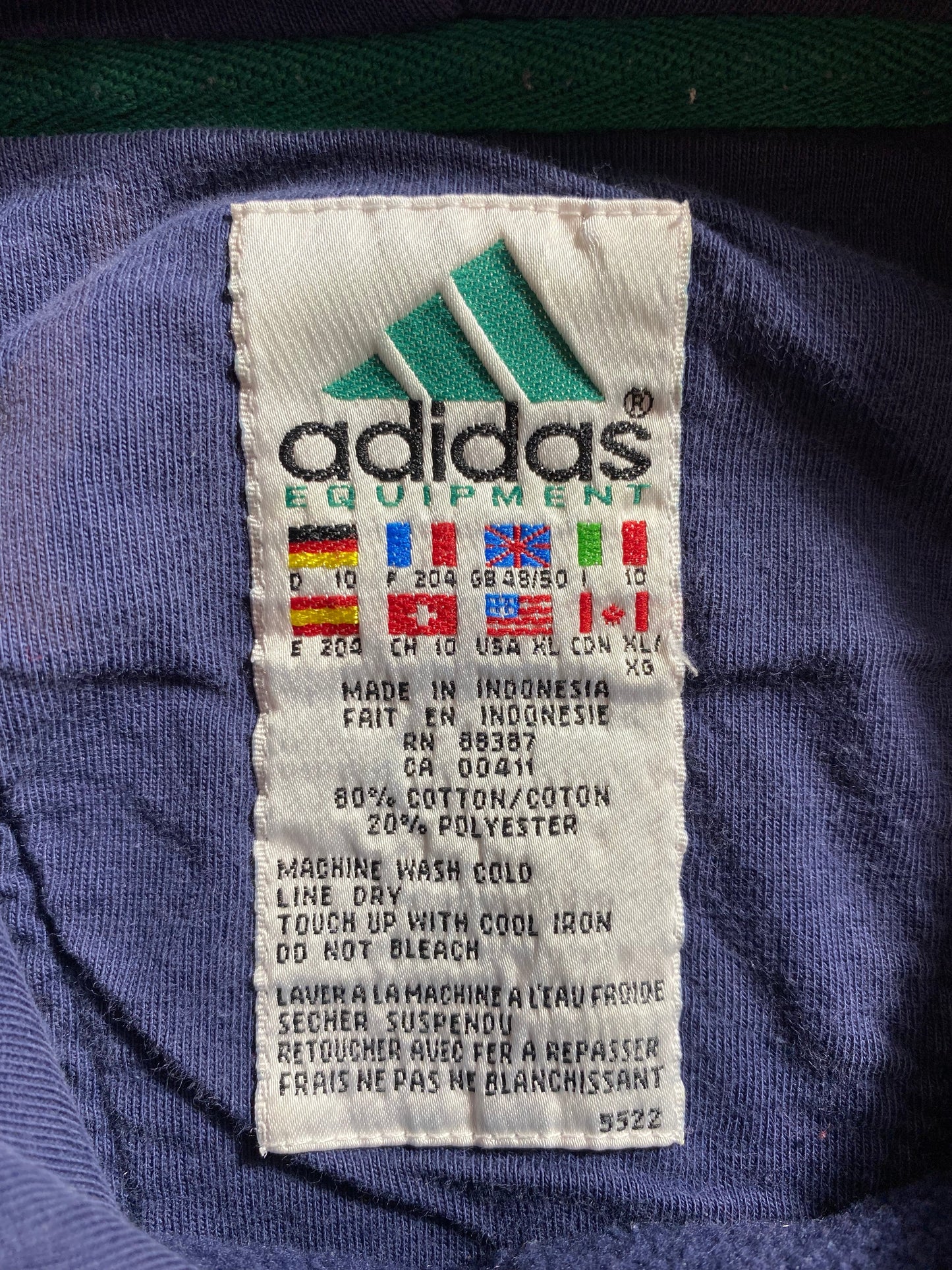 90’s ADIDAS EQUIPMENT Size XL Vintage Hoodie Sweat-Shirt / E1273S