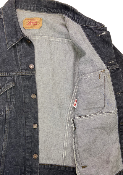 80’s LEVI'S 70506 Made in USA Size XL-XXL Vintage Black Denim Jacket / A1399