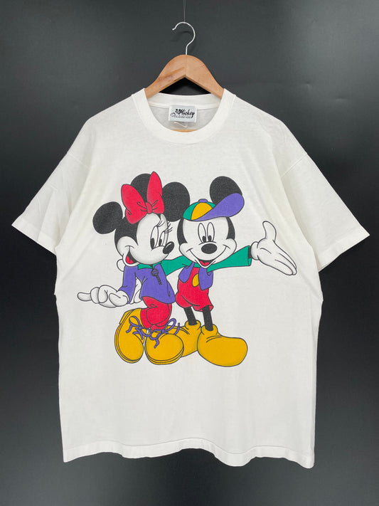 90’s DISNEY MICKEY AND MINNIE Made in USA Size Approx.XL Vintage T- Shirts / A1010