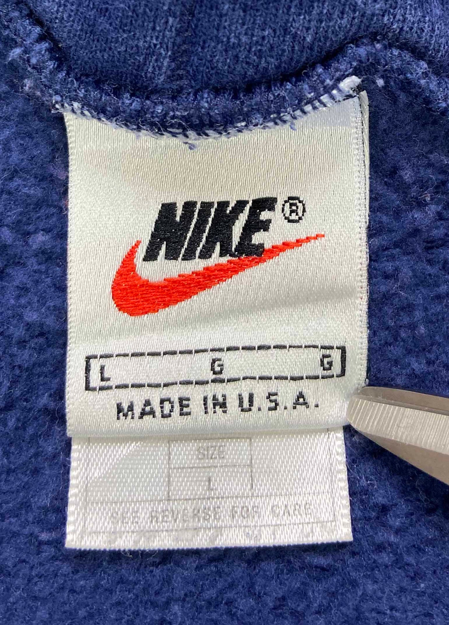 90's Nike Center Mini Swoosh Made in USA Vintage Hoodie Sweat-Shirt / 2979