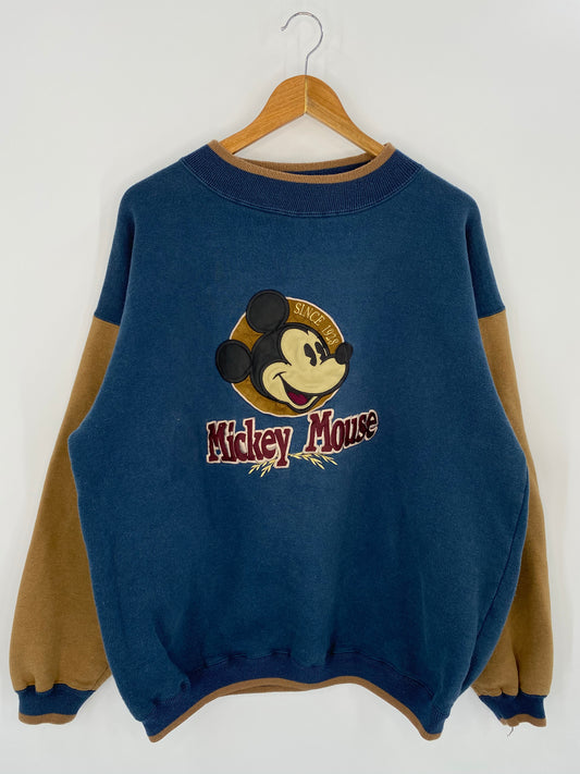 90’s DISNEY MICKEY Size L-XL Vintage T-shirt  / 7580