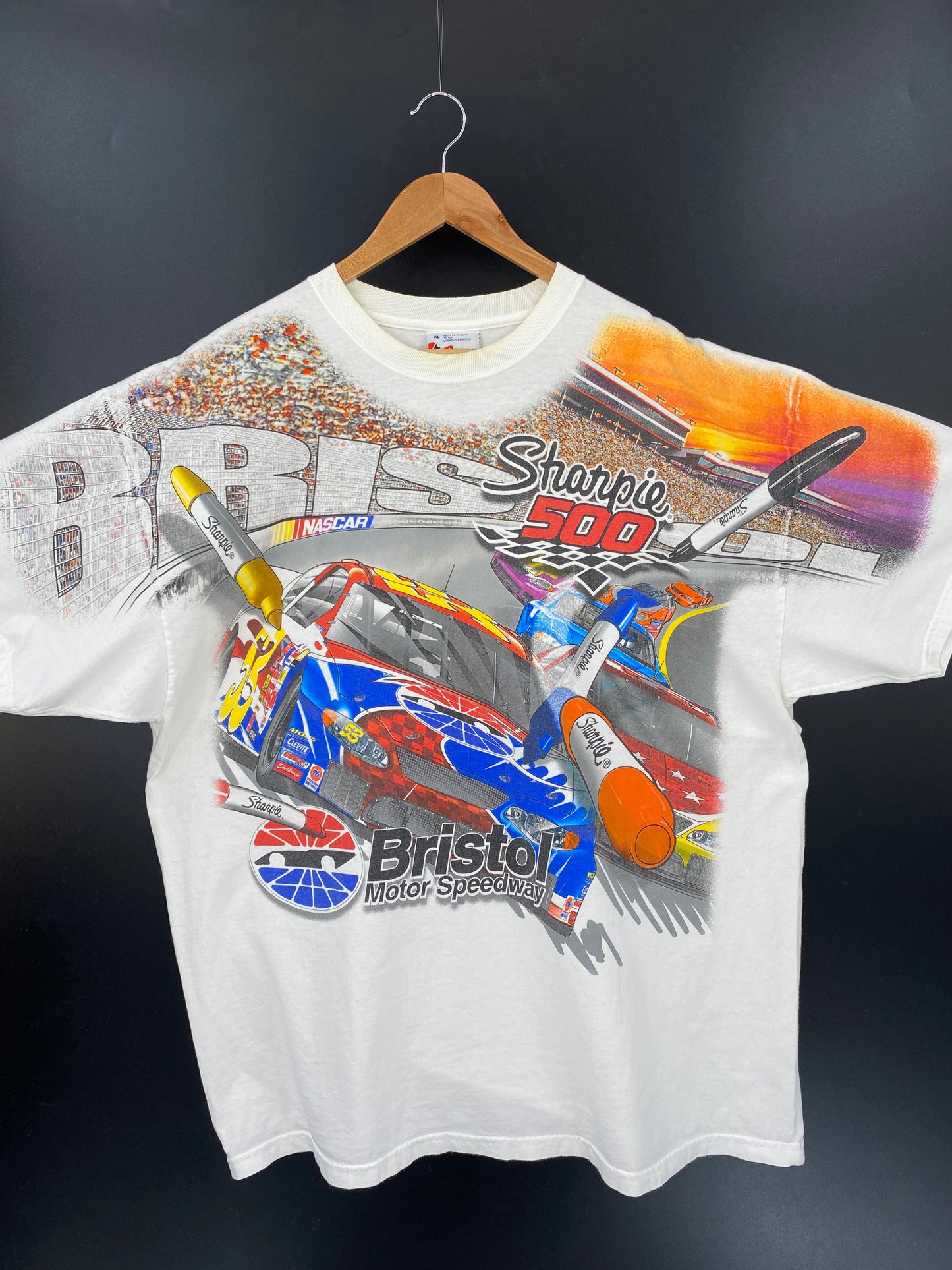 VINTAGE SHARPIE 500 BRISTOL Size XL Racing T-Shirt / K2659