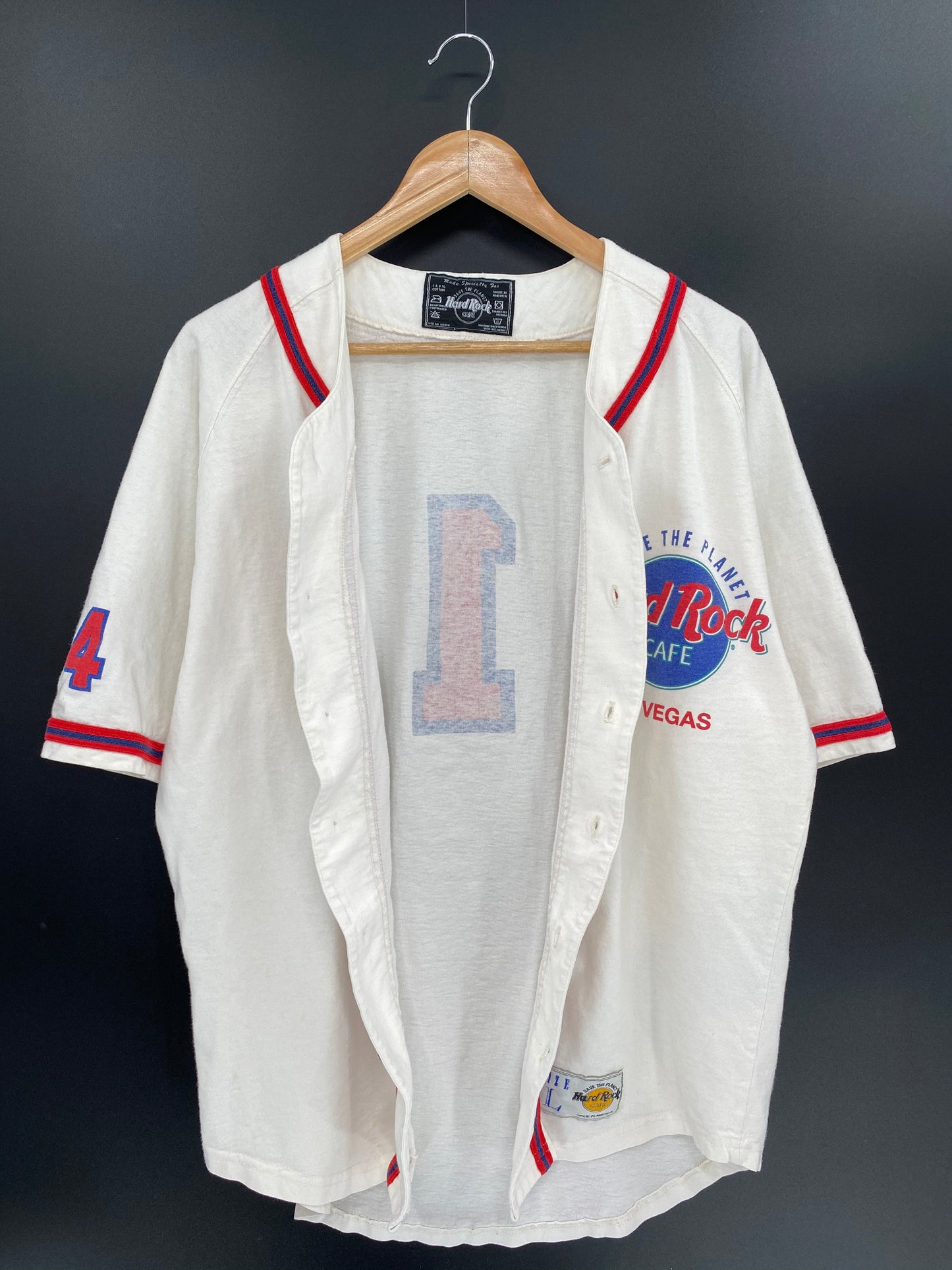 90's Hard Rock Cafe Made in USA Size L Vintage Baseball-Shirt / 7942