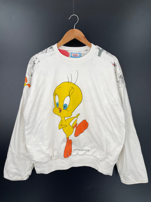 1986 LOONEY TUNES TWEETY Approx. Size M/L Vintage Double Face Reversible Sweat-shirt / A4178