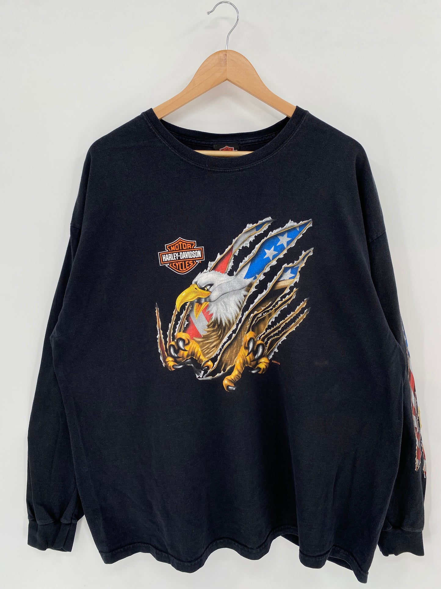 2004' HARLEY DAVIDSON Made in USA Size XXL Vintage Long-sleeve T-Shirt / K2484