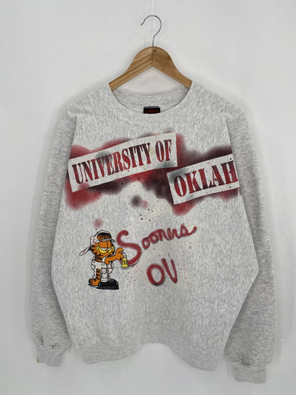 90's Garfield x UNIVERSITY OF OKLAHOMA Made in USA Size XL Vintage Sweat-shirt  / K5381