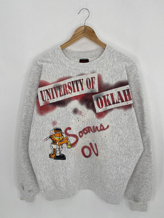 90's Garfield x UNIVERSITY OF OKLAHOMA Made in USA Size XL Vintage Sweat-shirt  / K5381