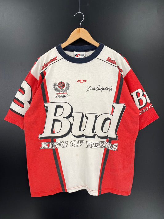 90's BUDWEISER DALE EARNHARDT JR MADE IN USA Size L Vintage Racing T-Shirt / K1955