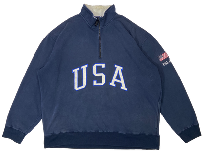 90's Polo Sport Ralph Lauren Half-Zip Vintage Sweat-Shirt / K735