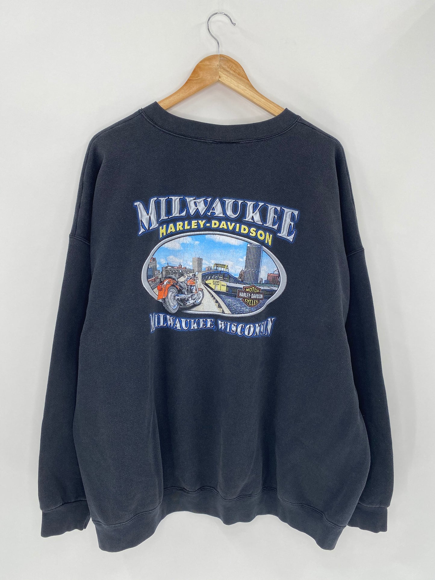 2001 Harley Davidson WISCONSIN Size Approx.XL Vintage Sweat-Shirt / 5541