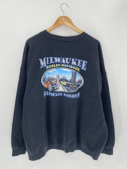2001 Harley Davidson WISCONSIN Size Approx.XL Vintage Sweat-Shirt / 5541