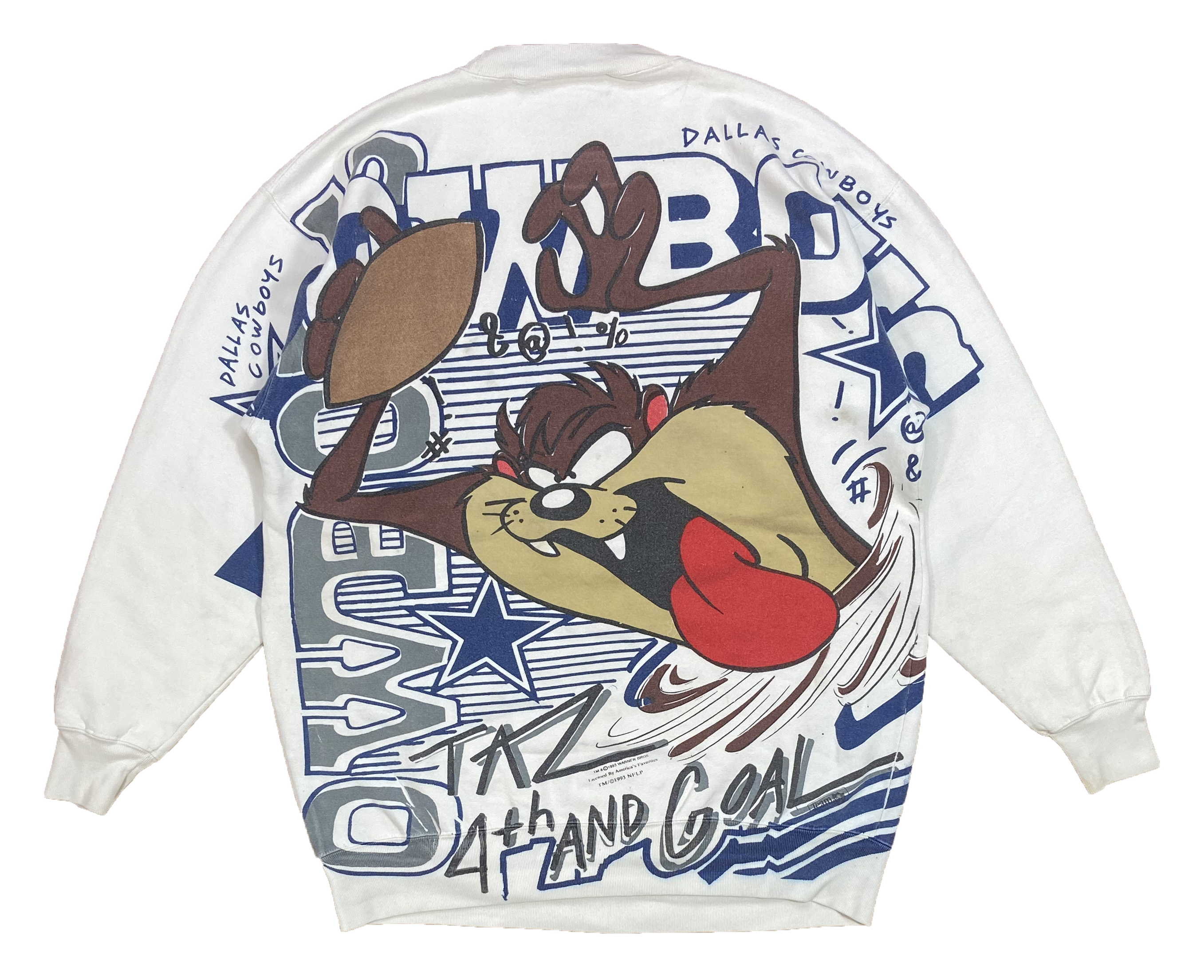 1993' Taz Looney Tunes x Cowboys All Over Print Vintage Sweat-Shirt / –  FISHTALE VINTAGE