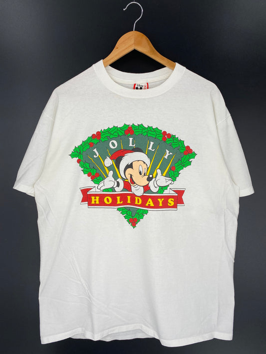 90's DISNEY MICKEY HOLIDAYS Made in USA Size XL Vintage T-Shirt / 9304