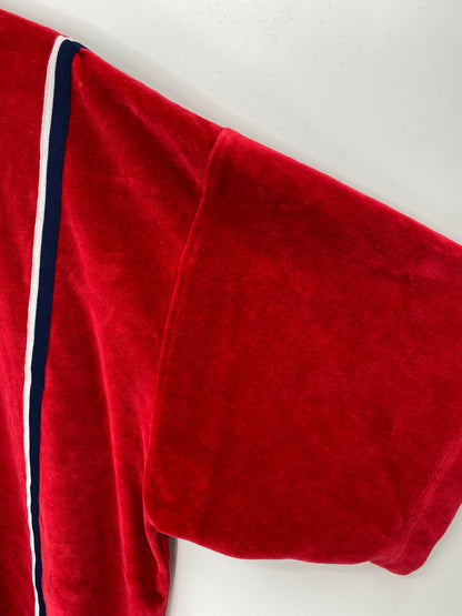 .90's NIKE Size XL Vintage Zip-up Velour Jersey-shirt / K8429