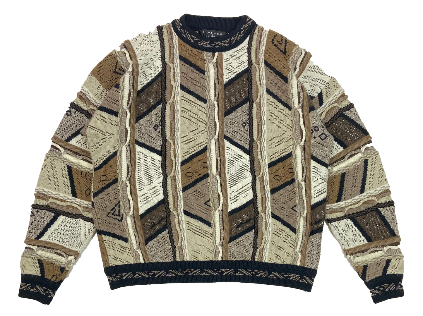 90’s 3D Coogi-Style Made in USA Vintage Knit Sweater / 3988