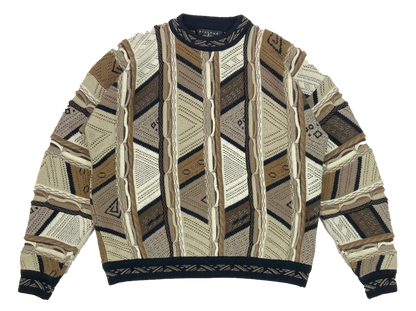 90’s 3D Coogi-Style Made in USA Vintage Knit Sweater / 3988