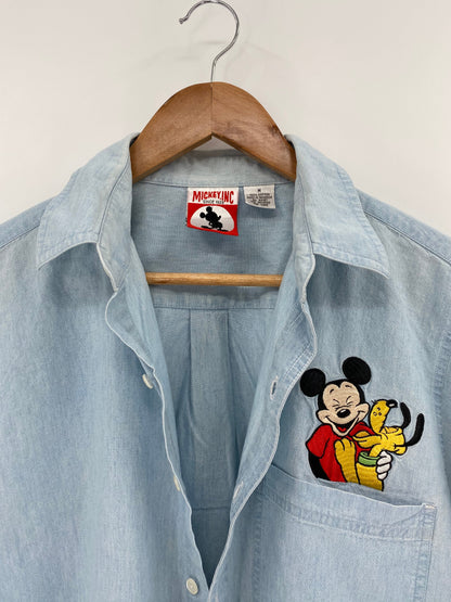 90’s DISNEY MICKEY AND PLUTO Size M Vintage Button Down Long Sleeve Shirt / K6883