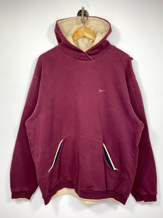 00' Nike Mini Swoosh Damage Vintage Hoodie Sweat-Shirt / 4497