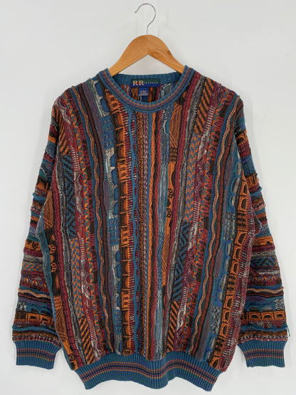 Vintage 3D Coogi-Style Size L Knit Sweater / 9777