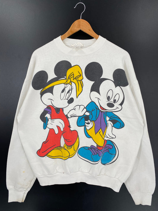 90’s DISNEY MICKEY x MINNIE Made in USA Size XXL Vintage Sweat-shirt / A2853