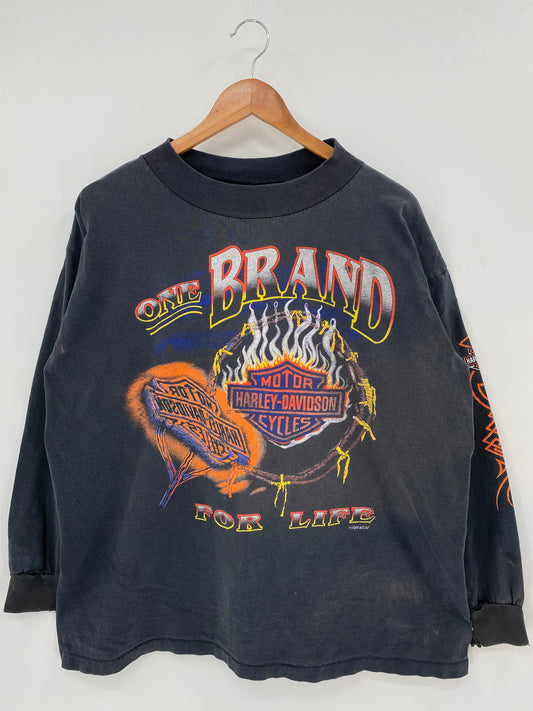 90’s HARLEY DAVIDSON Size No Tag (Approx.M) Long sleeve T-shirt / K3537