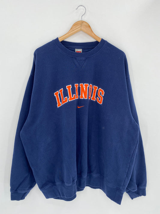 90’s NIKE ILLINOIS Size XXL Vintage Sweat-Shirt / 5400