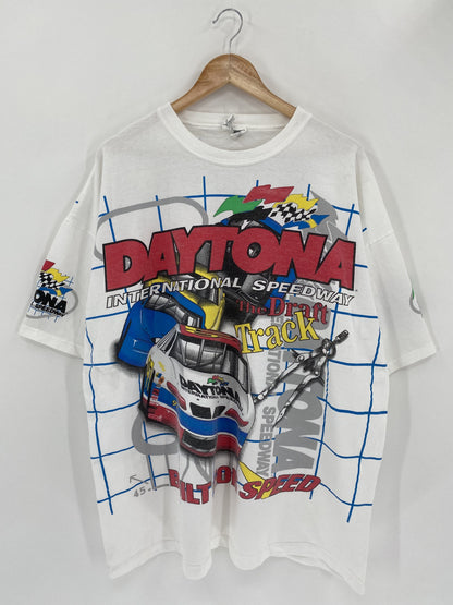 90’s DAYTONA INTERNATIONAL SPEEDWAY Made in USA Size XL Vintage Racing T-Shirt / K4683