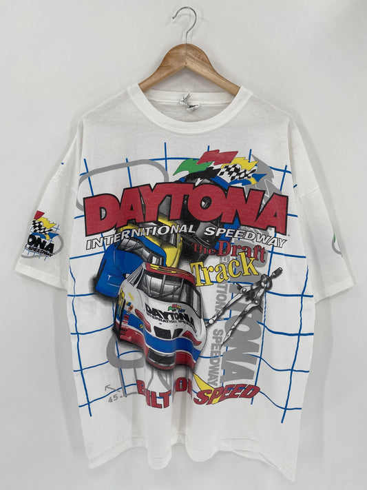 90’s DAYTONA INTERNATIONAL SPEEDWAY Made in USA Size XL Vintage Racing T-Shirt / K4683