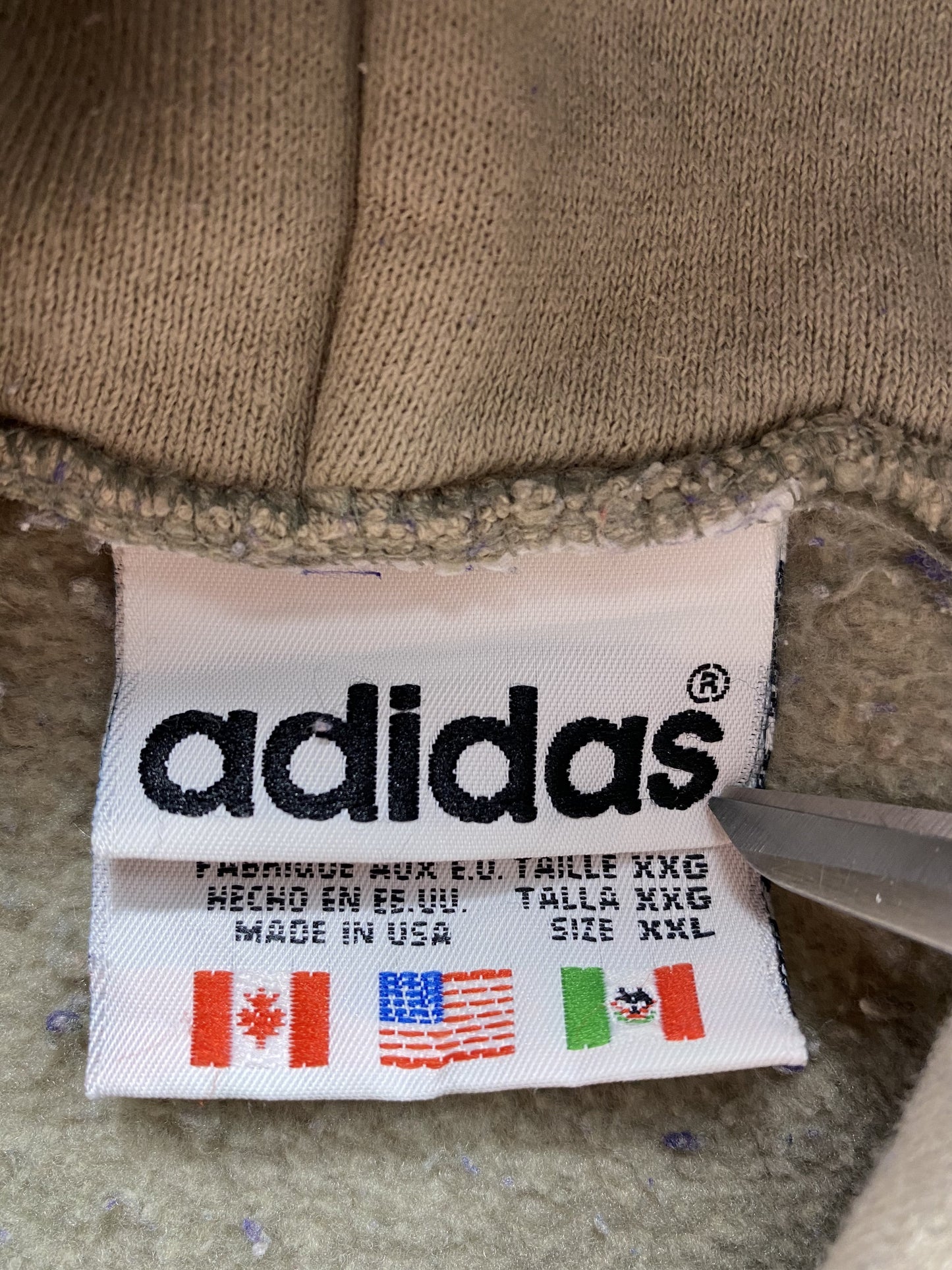 90’s ADIDAS Made in USA Size XXL Vintage Hoodie Sweat-shirt / K5878