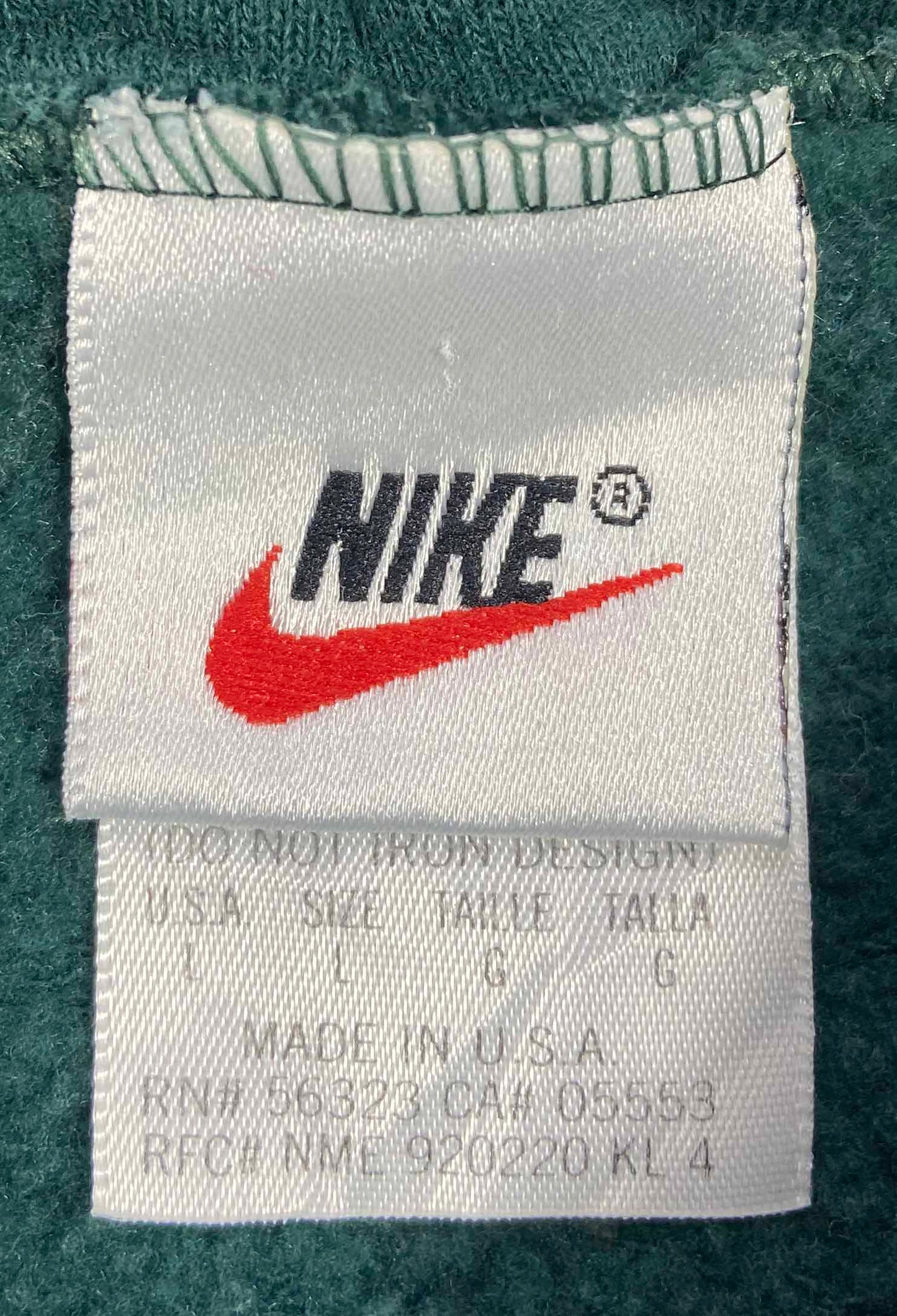 90's Nike Center Big Swoosh Made in USA Vintage Hoodie Sweat-Shirt / 4076