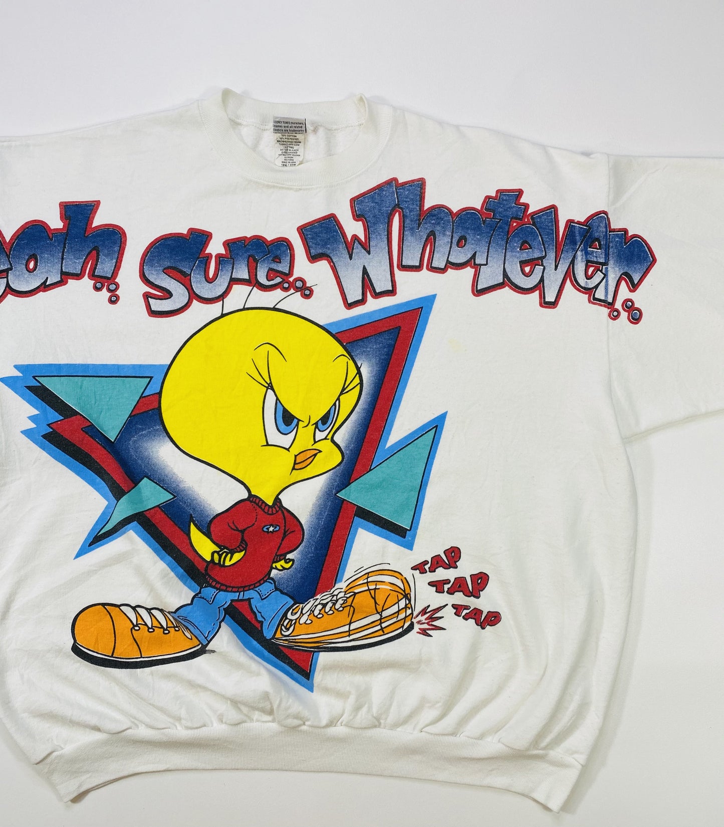 90's Tweety  LOONEY TUNES Made in USA Size Approx. XXL Vintage Sweat-shirt / K5280