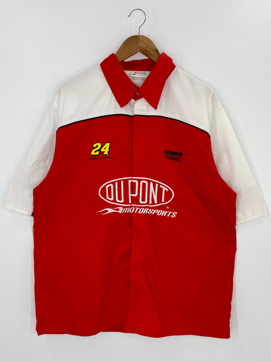 Vintage NASCAR DUPONT Size XL Button Down Short Sleeve Shirt / 8307