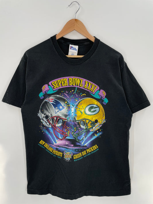 90's NFL SUPER BOWL XXXI Made in USA Size L Vintage NFL T-Shirt / K3149